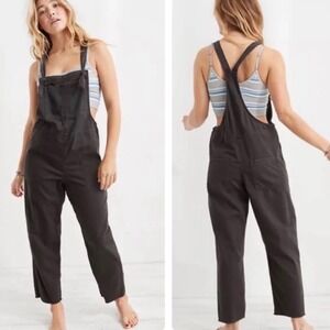 Aerie Werk Play Twill Overalls Cropped  Grey Wide Leg Raw Hem M Boho
 Artist